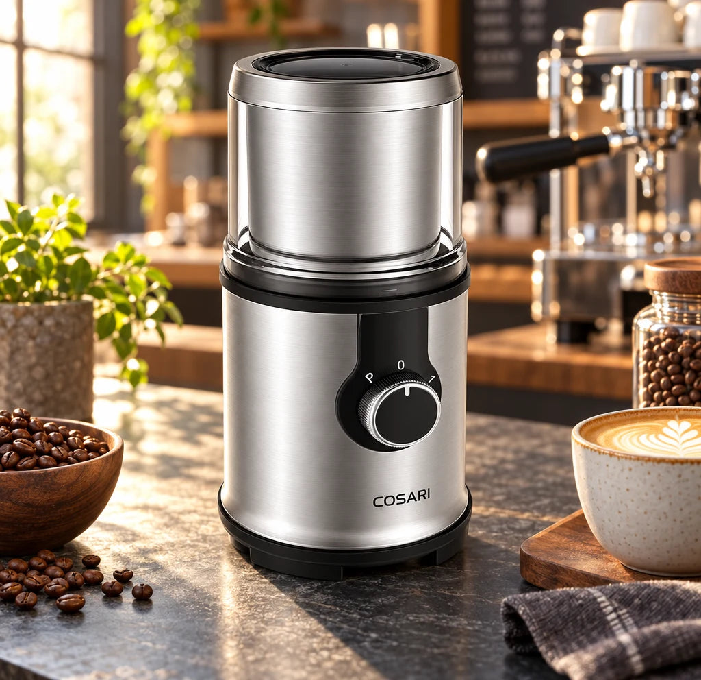 Cosari BaristaBurr Pro Conical Burr Coffee Grinder: 60 Settings, Plasma Anti-Static & Portafilter Cradle