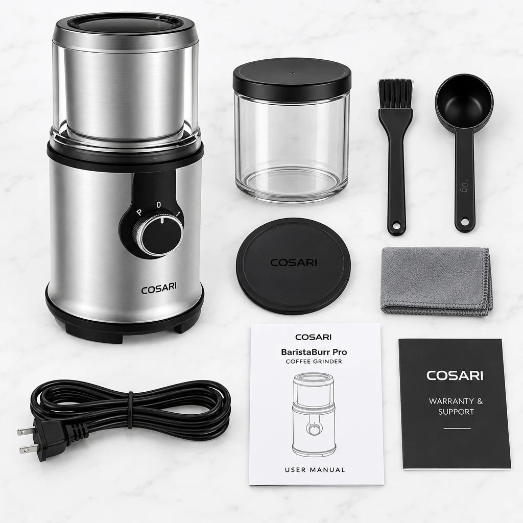 Cosari BaristaBurr Pro Conical Burr Coffee Grinder: 60 Settings, Plasma Anti-Static & Portafilter Cradle - 4