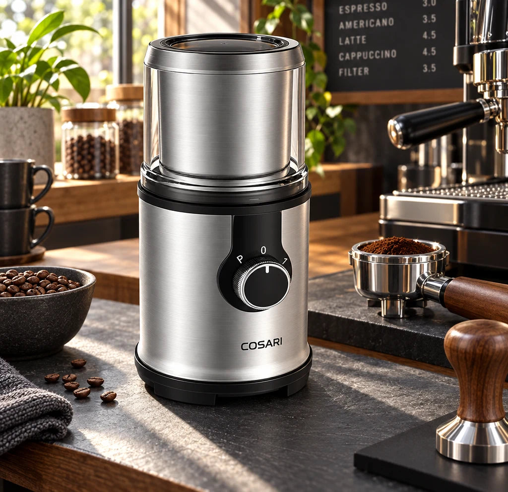 Cosari BaristaBurr Pro Conical Burr Coffee Grinder: 60 Settings, Plasma Anti-Static & Portafilter Cradle - 5