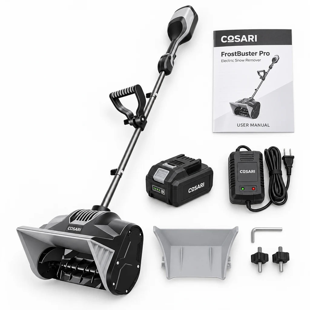 Cosari FrostBuster Pro Cordless Snow Shovel: 13" Brushless Auger, ±30° Chute & TWO 4.0Ah Batteries Included - 4