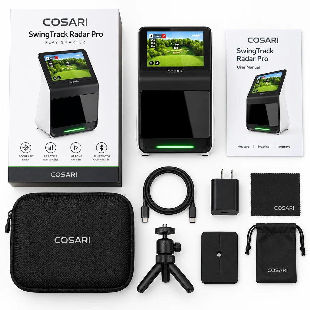 Cosari SwingTrack Radar Pro Golf Launch Monitor: 24GHz Dual-Doppler, 8 Metrics, Voice LCD & Free App - 4