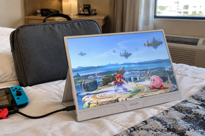 Plugged our Nintendo Switch straight in on a hotel trip