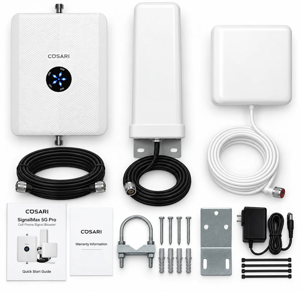 Cosari SignalMax 5G Pro Cell Phone Signal Booster: 72dB Gain, 5,500 Sq Ft, All US Carriers & Smart LCD - 4