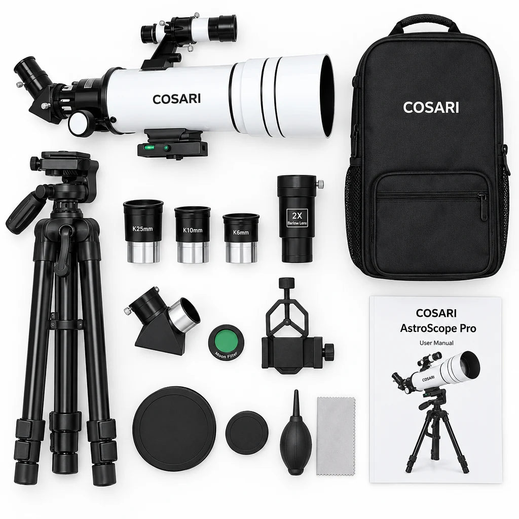 Cosari AstroScope Pro Telescope: 90mm FMC Refractor, 600mm Focal Length, 300× Magnification & Phone Mount - 4