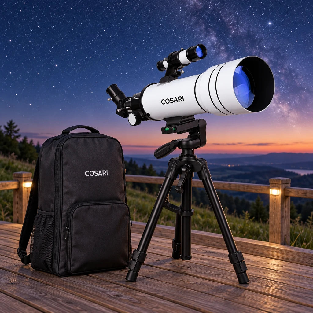Cosari AstroScope Pro Telescope: 90mm FMC Refractor, 600mm Focal Length, 300× Magnification & Phone Mount - 6