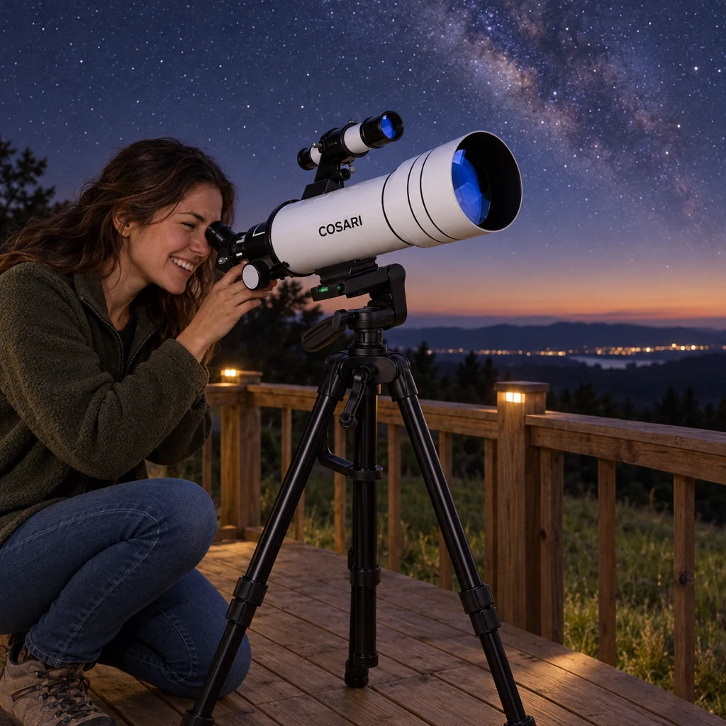 Cosari AstroScope Pro Telescope: 90mm FMC Refractor, 600mm Focal Length, 300× Magnification & Phone Mount - 7