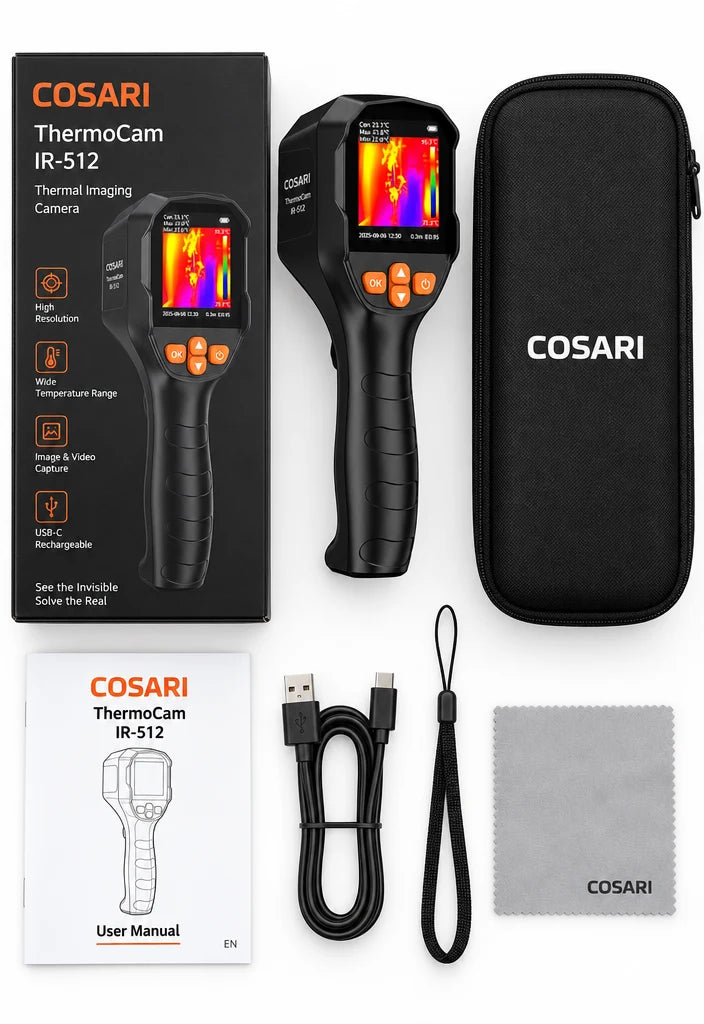 Cosari ThermoCam IR-512 Handheld Thermal Camera: 512×384 Super-IR, Dual-Camera Fusion, 25Hz & 16GB - 4